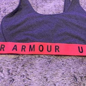 UNDER ARMOUR GREY AND NEON ORANGE SPORTS BRA LARGE